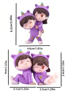 一对可爱的紫色情侣车载摆件。非常适合装饰汽车仪表盘，为车内增添一丝创意。 - 情侶公仔 - 查看 2