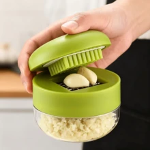 1pc Heavy Duty Garlic Press & Mincer - Manual Garlic Crusher & Mincer With Easy-Clean Mincing Plate, Compact Handheld Design, Plastic & Garlic Clove Crusher (No Garlic) - Dishwasher - Green - View 4
