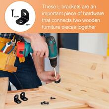 50pcs L-Shaped Stainless Steel Bracket Set, 90 Degree Right Angle Brackets, 100pcs Screws, L-Bracket Hardware, Suitable For Wooden Shelves, Chairs, Tables, Vanities, Furniture (Black) - Black - View 8