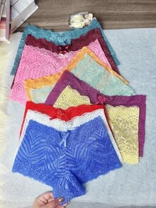 Kit 10 Calcinhas Calesçon Shortinho Sensual Calcinha Rendada Sexy Lingerie Feminina - Kit C/10 - Visão 5