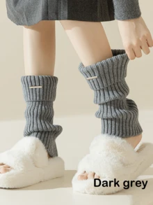 1双护腿袜，可搭配靴子，保暖舒适，Y2K冬季时尚金属标签翻边袜，适合女性，情人节和狂欢节装扮，秋冬季抓绒袜，JK辣妹靴子护腿套，小腿保暖。