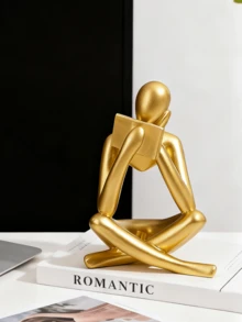 金色阅读装饰套装 - 简约艺术装饰，适用于书架/书桌，现代树脂摆件，优雅书柜展示家居装饰，适用于房间、家居、生日、厨房、婚礼、卧室、客厅装饰 - 彩色 - 查看 3