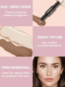 FV Dual-Ended Contour Highlighter Stick 2-In-1-Blendable Formula Sculpting Stick For Face Body Creamy Natural Finish Brand Beauty Makeup Face Paint Cosmetic Ideal For Y2K Fancy Fashion Suitable For Birthday Gift Party Ready Best Color - 02 Vanilla & Mocha - View 5