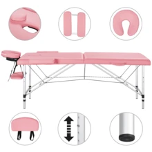 Butterslay 2-Fold Portable Massage Table Multi-Functional Adjustable Spa Table With Headrest & Armrests & Hand Pallet Foldable Massage Bed For Salon Spa Lash Studio Pink/Black - Pink - View 4