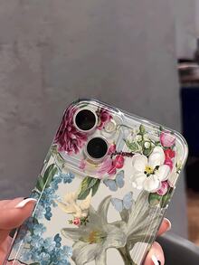 1pc French Retro Oil Painting Floral Baroque Pattern Transparent Soft Phone Case, Anti-Slip Anti-Drop Lightweight Full Coverage Soft Shell Compatible With Apple - Multicolor - View 5
