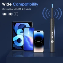 Ear Wax Removal Kit WiFi Ear Cleaner 1920P FHD Ear Camera, Piercing Kit Ear Cleaning Kit Tools Ear Cleaner Ear Wax Remover With 8 PCS Ear Cleaning Kit,Ear Scope Otoscope With 6 LED Lights,Silicone Ear Wax Removal Tool For IOS & Android (Black) - 黑色的 - 查看 5