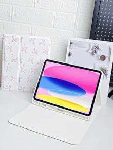 1 件装 TPU 皮革蝴蝶图案保护套，带笔槽、睡眠/唤醒功能、可旋转支架，兼容 iPad 第 9/10 代、iPad Air 第 4/5 代、iPad 第 6 代、iPad Pro 11 英寸、Galaxy Tab A8、Redmi Pad SE - 白色 - 查看 2