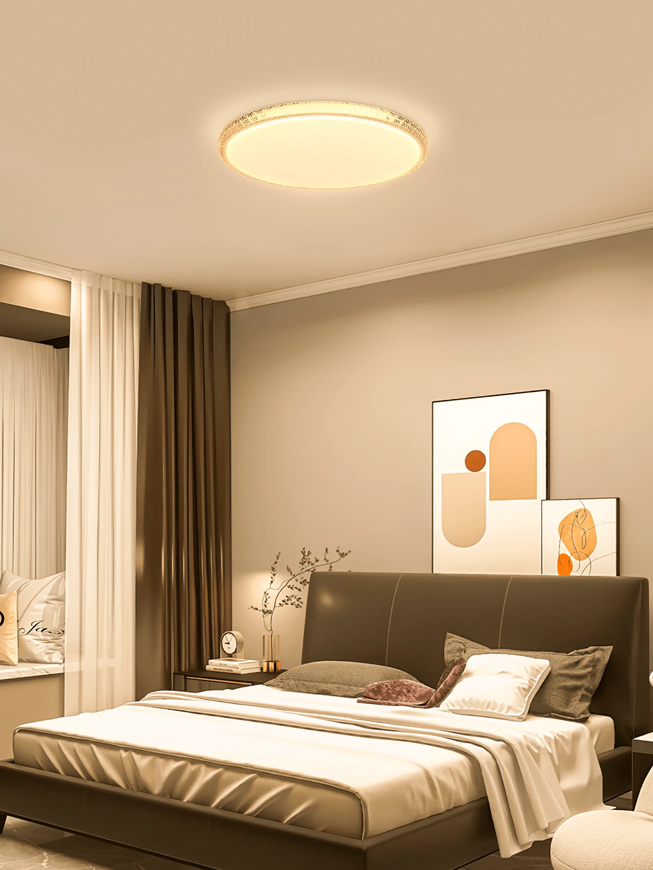 Luz de techo LED de gran tamaño, súper brillante de 50W/70W con 5000-7000 lúmenes, diseño de estrellas de cristal, regulación de 3 colores con control remoto, vida útil de 50,000 horas, sin parpadeo y fácil de limpiar, AC180-265V LED, fácil instalación adecuada para sala de estar/dormitorio/estudio/armario/cocina/pasillo/vestidor/alquiler - Lámpara de techo Crystal Star Diamond - Ver 1