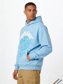 2026 Festival  555 Hoodie - Unisex Spider Web High Street Hip Hop Loose Sweatshirt - 藍色 - 查看 1