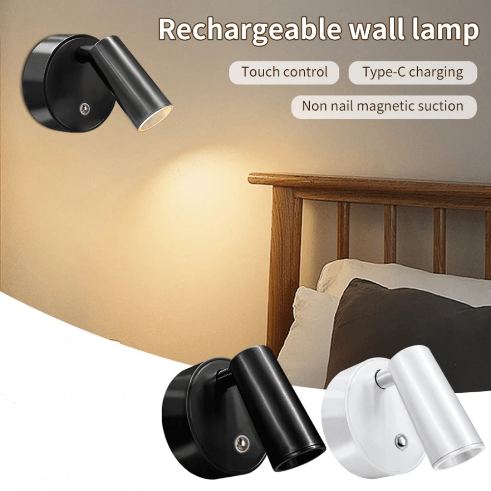 1/2pcs LED Minimalist Premium Magnetic Wall Lamp, 3-Color Temperature, Stepless Dimming, Adjustable Spotlighting For Indoor Bedroom Study Corridor Entrance, Mood Ambiance Lighting, Night Light