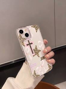 1个极简个性化十字星图案透明软手机壳，防滑防摔防黄变轻便全包覆镜头保护软壳，兼容 - 彩色 - 查看 3