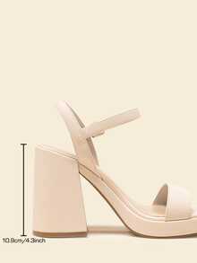 Women Chunky Heel Platform Sandals Open Toe Fashionable Ankle Strap Buckle Decor Heeled Sandals For Halloween Party Evening Prom Wedding - 裸色 - 查看 7