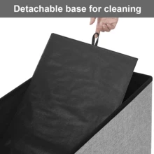 Lislark Storage Bench 76x38x38cm Storage Box End Of Bed Storage Bench Storage Bench Folding Ottoman Storage Box Pouffe Seat Stool Home Chair Foot Stool Bench LINEN For Home Living Room - Grey - View 5