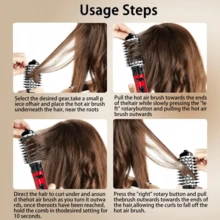 Upgraded Rotating Hot Air Brush, One-Step Volumizing, Curling & Straightening 2-In-1 Design, 360° Auto Rotation, 2 Interchangeable Brush Heads, Ceramic Coating For Smooth & Shiny Hair, Suitable For All Hair Types, Create Stylish Curls & Sleek Straight Hair, Great Gift For Holidays! - View 11
