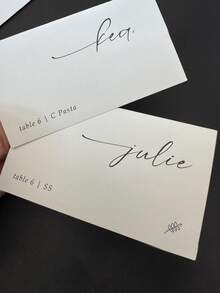 1pc Custom Wedding Name Place Cards - Editable Table Name Card | Modern Minimalist Design, Black And White, Initials In Heart | Personalized Place Cards For Weddings, Events, Parties | 9*10CM, Copperplate Paper - Style 1 - View 9