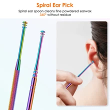 Ear Cleaning Kit,Ear Wax Removal Tool,Earwax Removal Kit, Piercing Kit Ear Cleaning Kit Tools Ear Cleaner Easy To Use,Painless Ear Pick,With Storage Box And Cleaning Brush (Titanium) - 鈦 - 查看 5