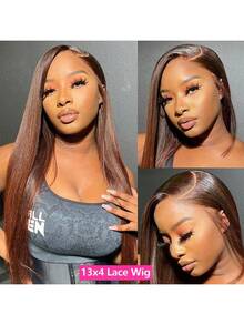 4x1 Inch Lace Front Wig, Elegant Curly Wavy Lace Wig, High Temperature Fiber Material, No Glue Needed, Synthetic Lace Front Wig - Brown - View 8