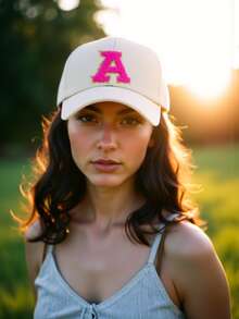 1pc Women's A-Z Letter Adjustable Baseball Cap, Casual Breathable Sun Protection Hat, Suitable For Spring/Summer Outdoor Matching And Gifts - Beige - View 3
