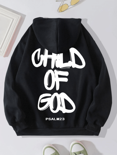 CHILD OF GOD Print, Men's Casual And Cozy Hoodies, Long Sleeve Hooded Sweatshirt, Casual Versatile Top For Autumn Winter