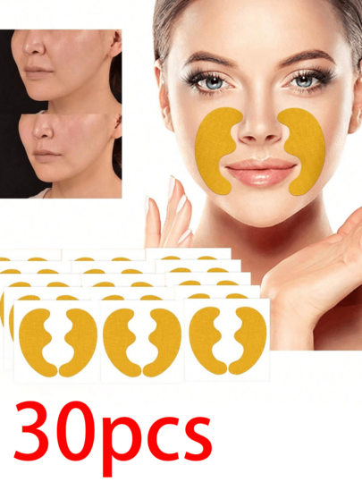 30/10 piezas Parches de línea de sonrisa, sin alcohol, adecuados para todo tipo de piel, cuidado para adultos, herramienta de elevación y cuidado de la piel, cuidado facial, suministros de esteticista, masaje, herramienta de masaje facial, rodillo facial, masajeador facial