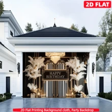 1 tấm phông nền sinh nhật 2D phẳng, kiểu đen & vàng, vải polyester, trang trí trang sức vàng, vòng hoa lông vũ, thích hợp trang trí tiệc sinh nhật, lễ kỷ niệm, họp mặt, lễ hội, phông nền sinh nhật, trang trí bàn bánh, trang trí tường, trang trí nhà/vườn/trong nhà/ngoài trời, phông nền chụp ảnh, đồ dùng trang trí tiệc/quà tặng. - Nhiều màu - Xem 6