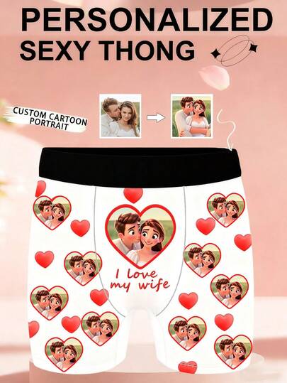 1 st. anpassningsbara herrboxershorts, svarta shorts, bekväma och andningsbara, tryckt mönster, perfekt present till make eller flickvän på jul, alla hjärtans dag, födelsedag