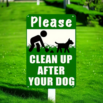 Vintage Metal Sign 'Please Clean Up After Your Dog' - 8x12 Inches, No Litter Warning, Wall-Mounted, Multipurpose Home And Outdoor Decor, Ideal For Man Cave, Garden, Garage, Christmas Decoration, Poop