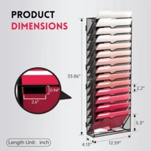 15-Tier Metal Hanging Wall Mount File Organizer, Wall File Holder, Screw Needed, Black - Black - View 2