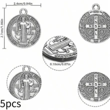 St. Benedict Medal Jewelry, Jesus Cross, Catholic St. Benedict Pendant, Handmade DIY Religious Necklace, Bracelet, Jewelry - Silver - View 11