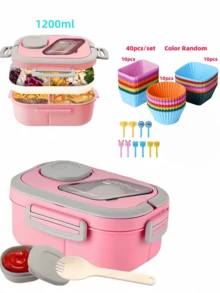 40 piezas Moldes de silicona para magdalenas y tenedores de fruta, divisores de lonchera, duraderos y reutilizables, aptos para lavavajillas y congelador, esenciales para volver al colegio - Color aleatorio - Ver 15