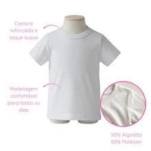 Kit Uniforme Escolar Infantil Camiseta Branca Manga Curta Longa Calça Legging Moletom Peças Avulsas - Meia Manga + Shorts Preto - Visão 2
