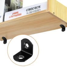 50pcs L-Shaped Stainless Steel Bracket Set, 90 Degree Right Angle Brackets, 100pcs Screws, L-Bracket Hardware, Suitable For Wooden Shelves, Chairs, Tables, Vanities, Furniture (Black) - Black - View 6