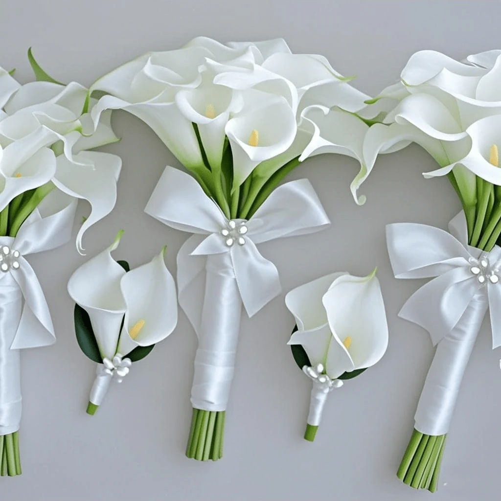 新娘婚礼伴娘捧花 白色人造马蹄莲手捧花束 婚礼摄影道具 派对仪式 周年纪念 家居装饰