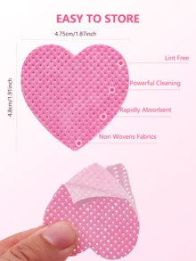 200/100片装指甲清洁湿巾 - 专业无绒指甲油卸除棉片，UV凝胶清洁纸巾，无香型美甲准备和完成清洁工具，浪漫情人节礼物 - 白色 - 查看 7