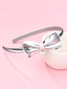 1pc Girls' Faux Pearl Shell Crown Bow Headband, Suitable For Daily Use - Multicolor - View 4