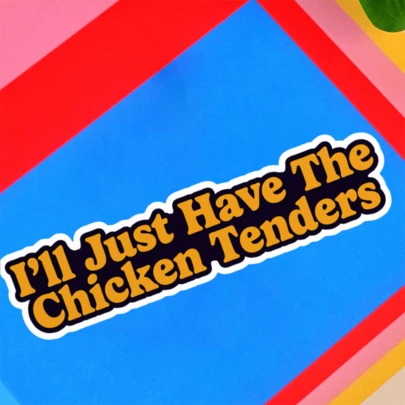 1张7英寸防水户外PVC可移除贴纸，“我只要鸡柳”趣味食物语录贴纸，复古挑食者感同身受的幽默乙烯基贴纸，适用于汽车保险杠、冰箱、笔记本电脑，男女老少皆宜的讽刺语录贴纸礼物