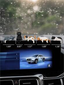 4 piezas Decoración de gato lindo para el salpicadero del coche - Adorno en miniatura de estilo de dibujos animados de plástico ABS, decoración no eléctrica para el salpicadero, apta para el interior del coche, el parabrisas y la pantalla, accesorios para el coche con gatos, modelo en miniatura de estilo de dibujos animados, decoración para vehículos, diseño divertido, material, amante de las mascotas - A - Ver 2