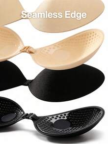 2pcs Front Closure Self-Adhesive Bras, Skin Tone + Black, Wash After Wearing To Maintain Adhesiveness - Multicolor - View 5