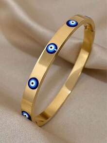 1 件欧式不锈钢邪眼设计女士手链，适合派对、聚会和日常佩戴