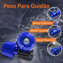 Universal Handlebar Weight For Motorcycles And Scooters With Blue Anodized Finish, Anti-Vibration And Easy Installation - 1 Unit Blue Handlebar Weight Model B - View 1