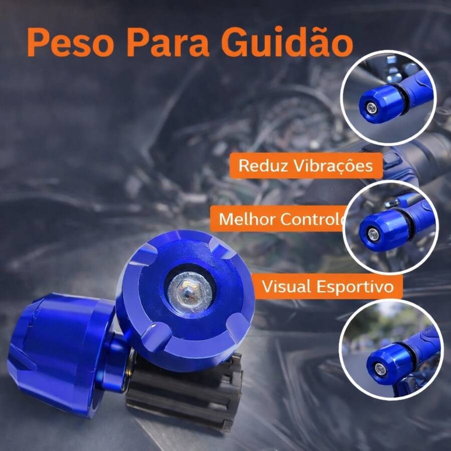 Universal Handlebar Weight For Motorcycles And Scooters With Blue Anodized Finish, Anti-Vibration And Easy Installation - 1 Unit Blue Handlebar Weight Model B - View 1