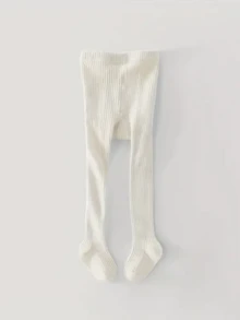 1 chiếc quần legging trơn màu cho bé gái, quần tất co giãn có quai giữ chân cho bé gái, quần ống bó đa năng. - Màu be - Xem 3