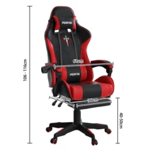 PORIYA Gaming Chair Office Computer Seating Racing PU Executive Racer Recliner Chair - 紅色 - 查看 2