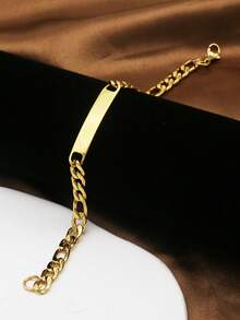 1pc Stainless Steel Bracelet, Gold Color, 4mm/5mm/6mm Width, 20cm Length, Unisex - Gold - View 5