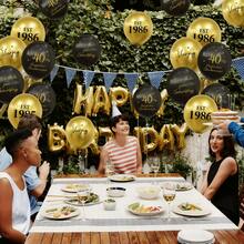 20个印有18岁、30岁、40岁、50岁、80岁及相应年份字样的生日庆祝气球，10英寸黑色和金色乳胶生日快乐气球，适合所有年龄段的生日派对装饰和庆祝活动、周年纪念日、家庭聚会和庆祝活动。 - 黑金色 - 查看 9