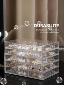 1pc Jewelry Storage Box - 5 Tiers With 120 Compartments For Organizing Jewelry And Accessories. The Drawer-Style Design Allows For Easy Access, Featuring A Transparent Minimalist Style. Jewelry Boxes, Organizing Boxes, Storage Boxes,Large-Capacity - Multicolor - View 9