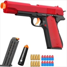 Toy Bb Gun, Shell Ejecting Toy Pistol With Soft Bullets, Educational Model Toy Pistol Outdoor Shooting Game, Gifts For Kids Boys Girls, Soft Bullets*8, Bullets Cases*10, Silencer*1, Clip*1 - Red - View 8