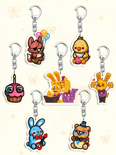 1 st. Y2K-stil tecknad FNAF akrylnyckelring, karaktärstryckt akrylnyckelring, -nyckelring, bilnyckelring, vardagsväsktillbehör, väskberlock, snodd, nyckelhållare. Perfekt för pojkvänner, flickvänner, familjemedlemmar, läkare, sjuksköterskor, alla hjärtans dag-presenter, mobiltelefondekorationer med mera.