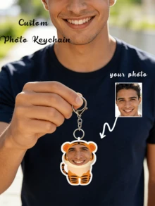 1 Customized Facial Keychain, Personalized Keychain, Suitable For Father's Day, Mother's Day, Halloween, Christmas Eve, Valentine's Day, Birthdays, Personalized Anniversaries - Little Tiger - Multicolor - View 2