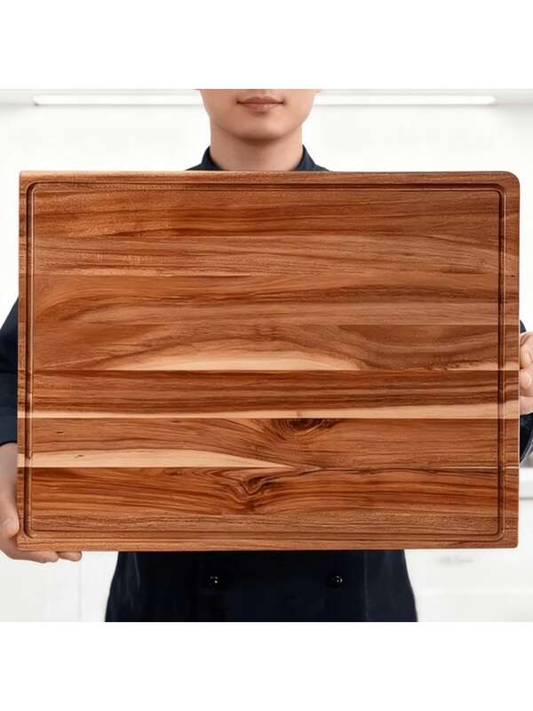 Heavy Duty Thick Rectangular Hardwood Cutting Board - Easy Clean Kitchen & Camping Chopping Board, Suitable For Meat, Cheese, Vegetables, Bread - Ideal Gift For Eid, Mother's Day, Thanksgiving - Durable Home & Outdoor Food Prep, Natural Wood Grain Design, Sturdy Construction, Home Cooking, Meat Slicing, Wooden Tray, Reusable Tray, Wooden Cutting Board